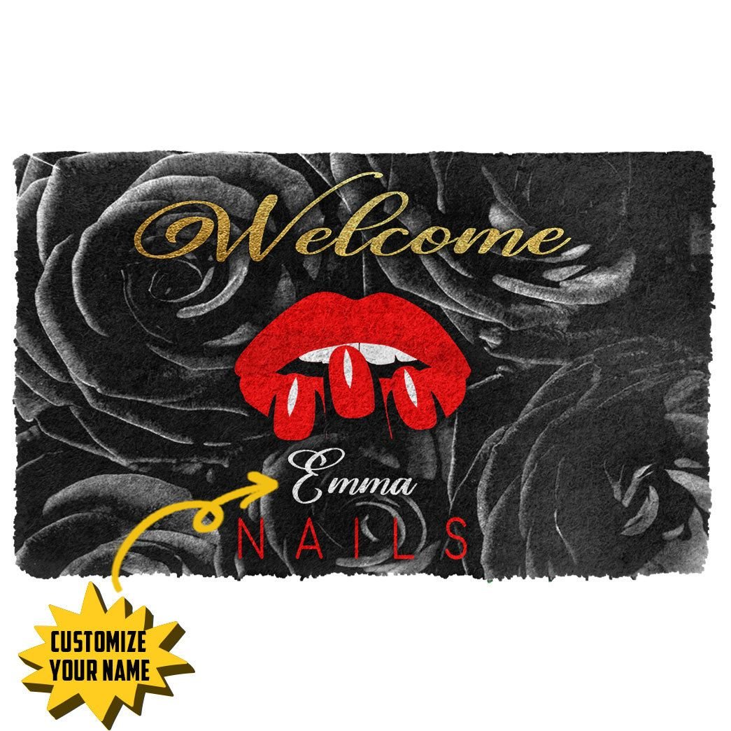 Alohazing 3D Welcome Nail Salon Custom Name Doormat