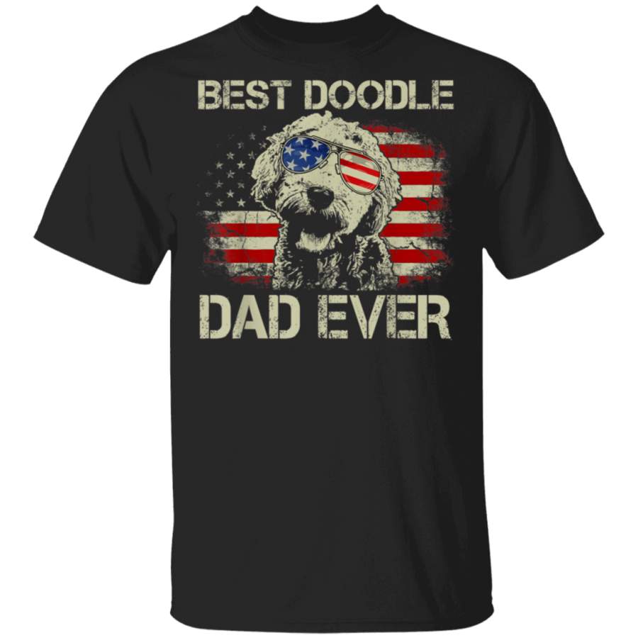 Mens Best Doodle Dad Ever Shirt Us Flag T Shirt 4th Of July Gift