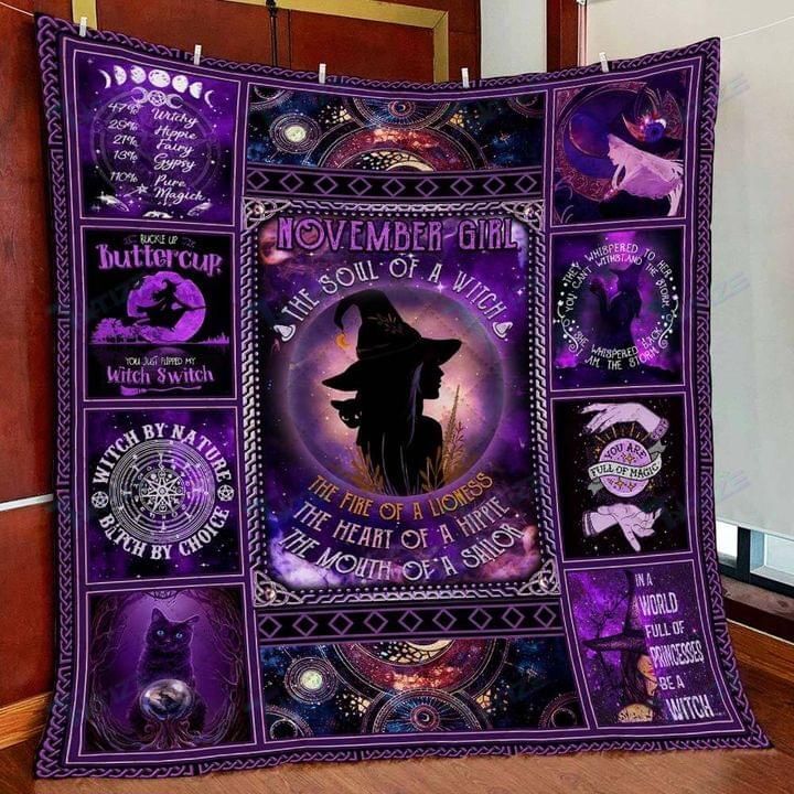 Halloween November Girl The Soul Of A Witch Premium Quilt Blanket Size Throw, Twin, Queen, King, Super King