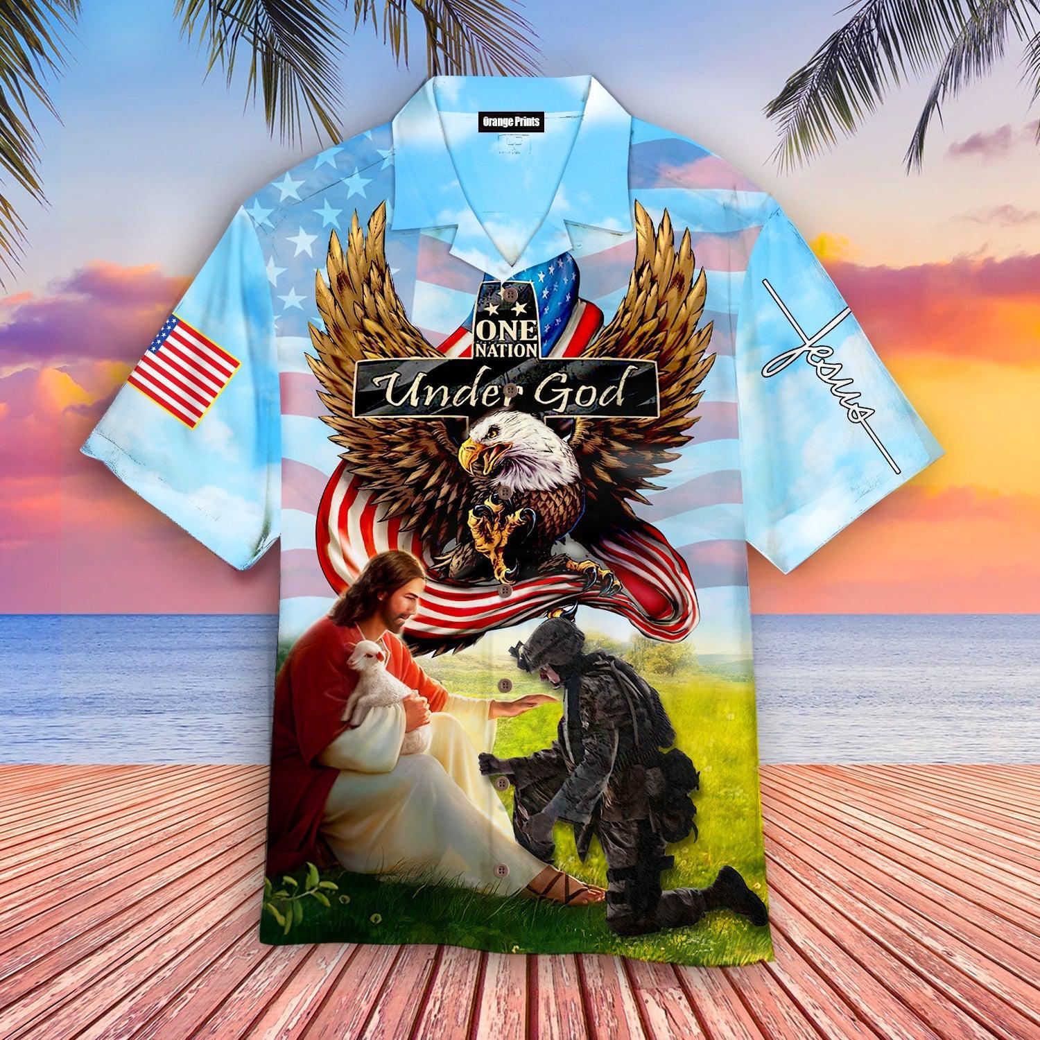 One Nation Under God Christian Memorial Day Hawaii Shirt For Men Women Ha102182