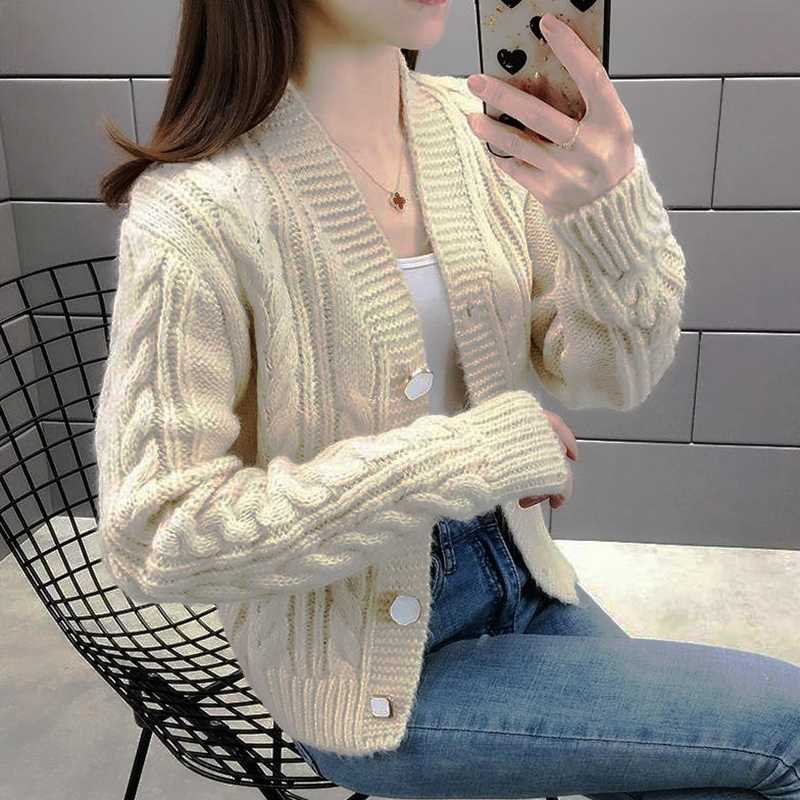 Women’s New Knitted Solid Color Sweater Cardigan Ladies Jacket 2022 Autumn Winter Button Fashion College Style V-neck Casual Top alx