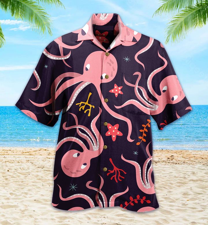 Octopus Ocean Cute Pink Hawaii Shirt Ha41658