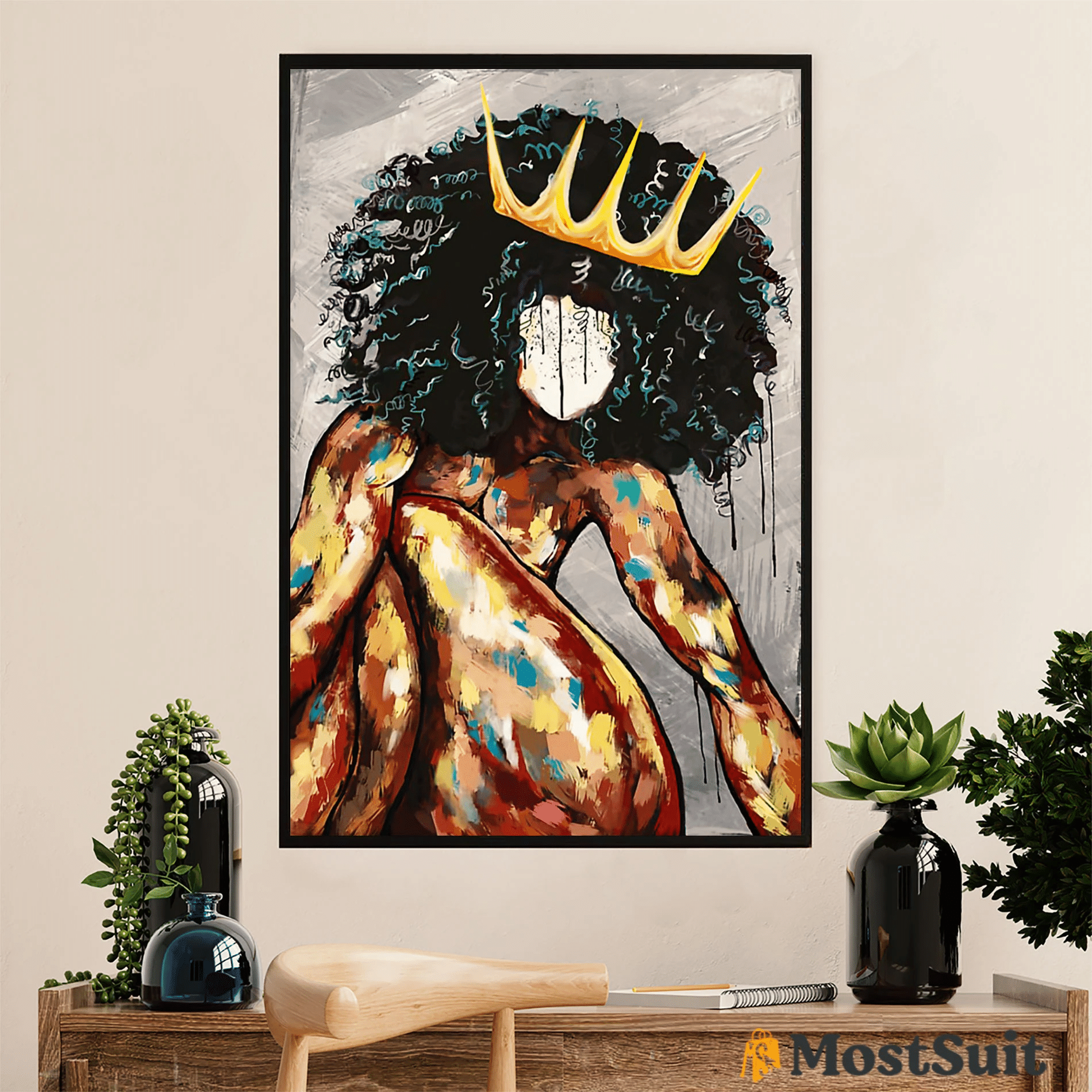 Black Queen Poster Canvas African American Afro – Gift For Black Girl Juneteenth Day Evg81993