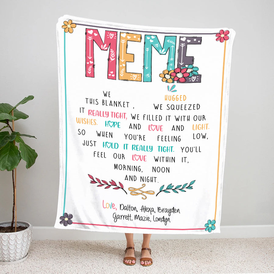 Personalized Meme Throw Blanket, Birthday Mothers Day Christmas Gift For Grandma Mimi Nana Gigi From Grandkids