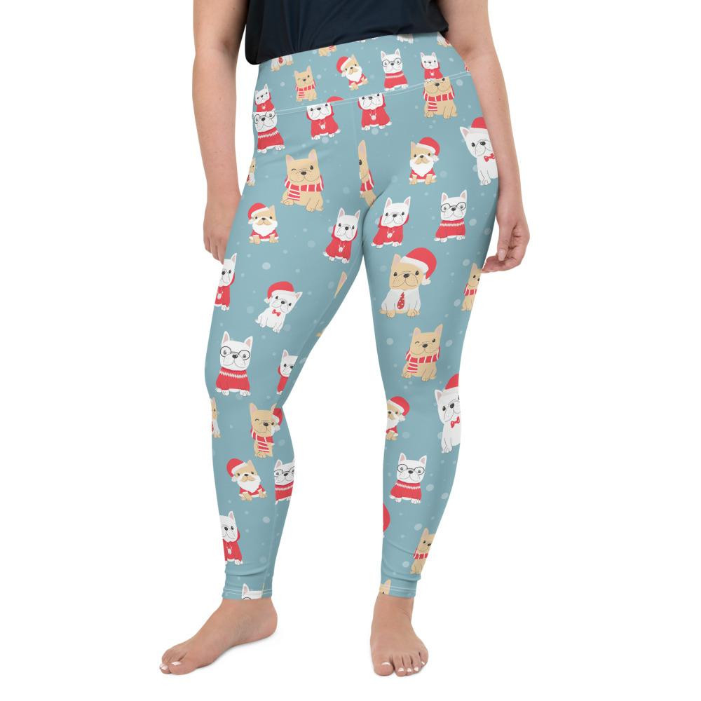 Christmas Leggings, Cute French Bulldog Puppy Dog Christmas Legging For Sports, Yoga, Workout Fitness, Women Gift