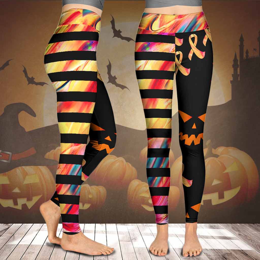 Multiple Sclerosis Awareness Orange Stripes Halloween Leggings