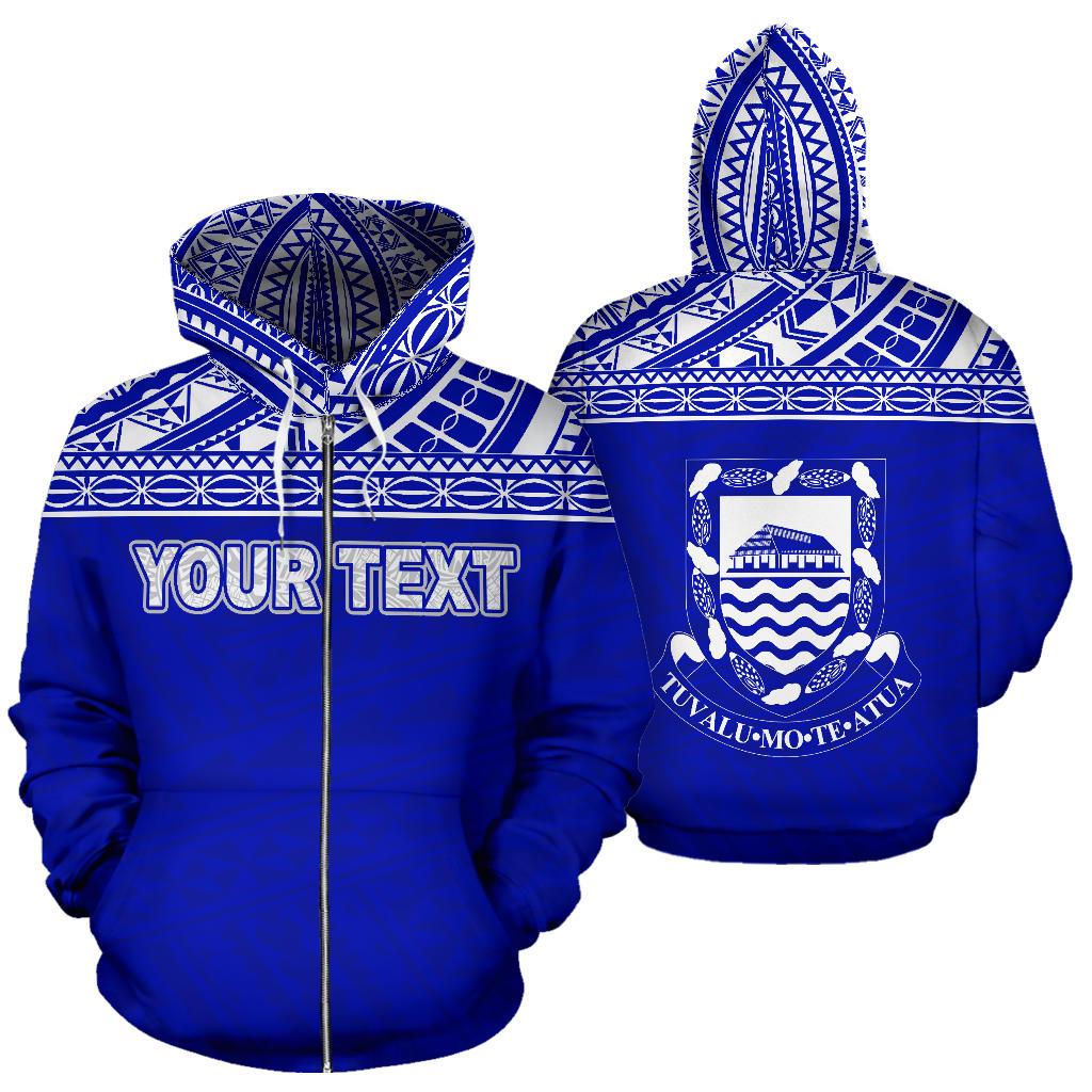 Tuvalu Polynesian Personalised Custom Zip Up Hoodie Horizontal Blue – BN39