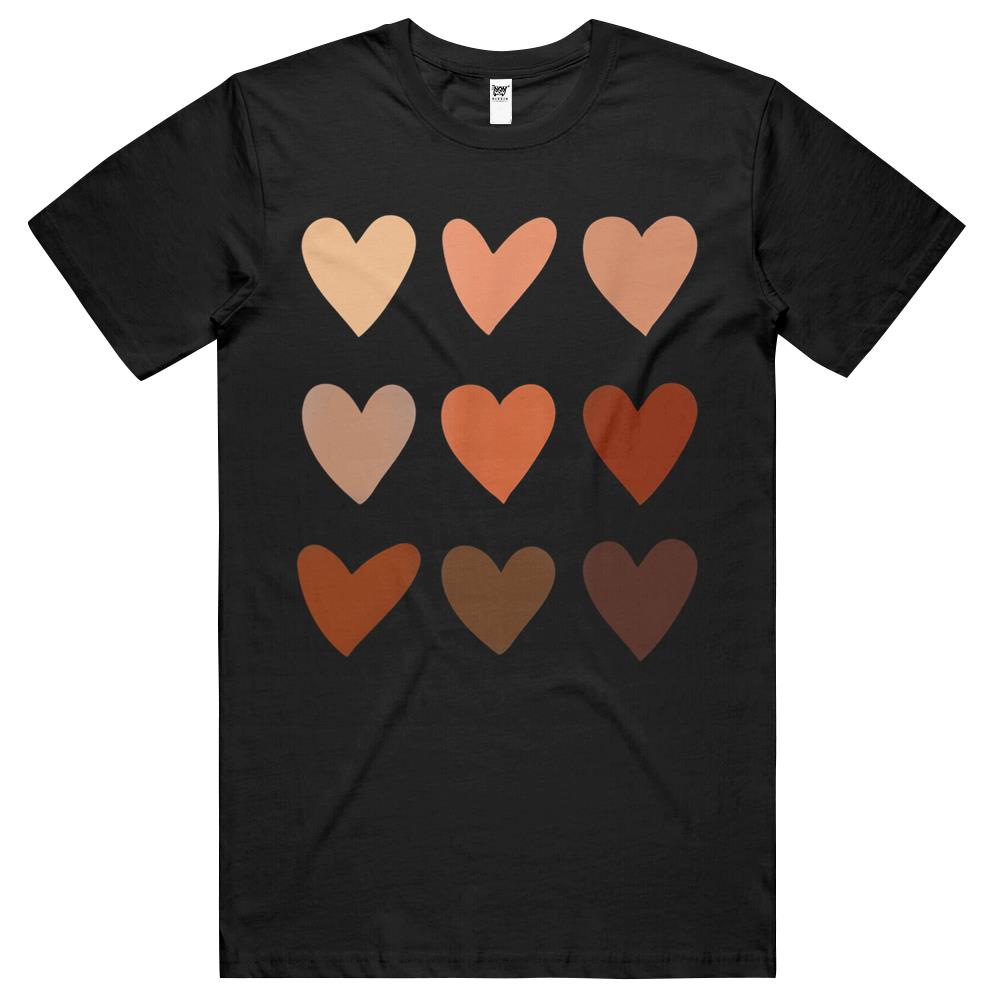 Melanin Skin Tone Hearts, Be Kind, Black History Month T Shirts