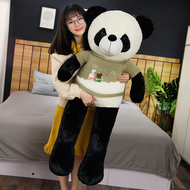 100cm Lovely Baby Giant Sweater Panda Bear Plush Stuffed Animal Doll Animals Toy Pillow Cartoon Kawaii Dolls Girls Lover Gift alx