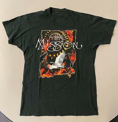 Vtg The Mission U.k. Black T Shirt Goth Rock Vintage Hussey Carved In Sand Tour 3169