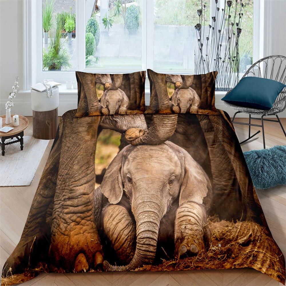 3D Baby Elephant 3 Pcs Quilted Comforter Set