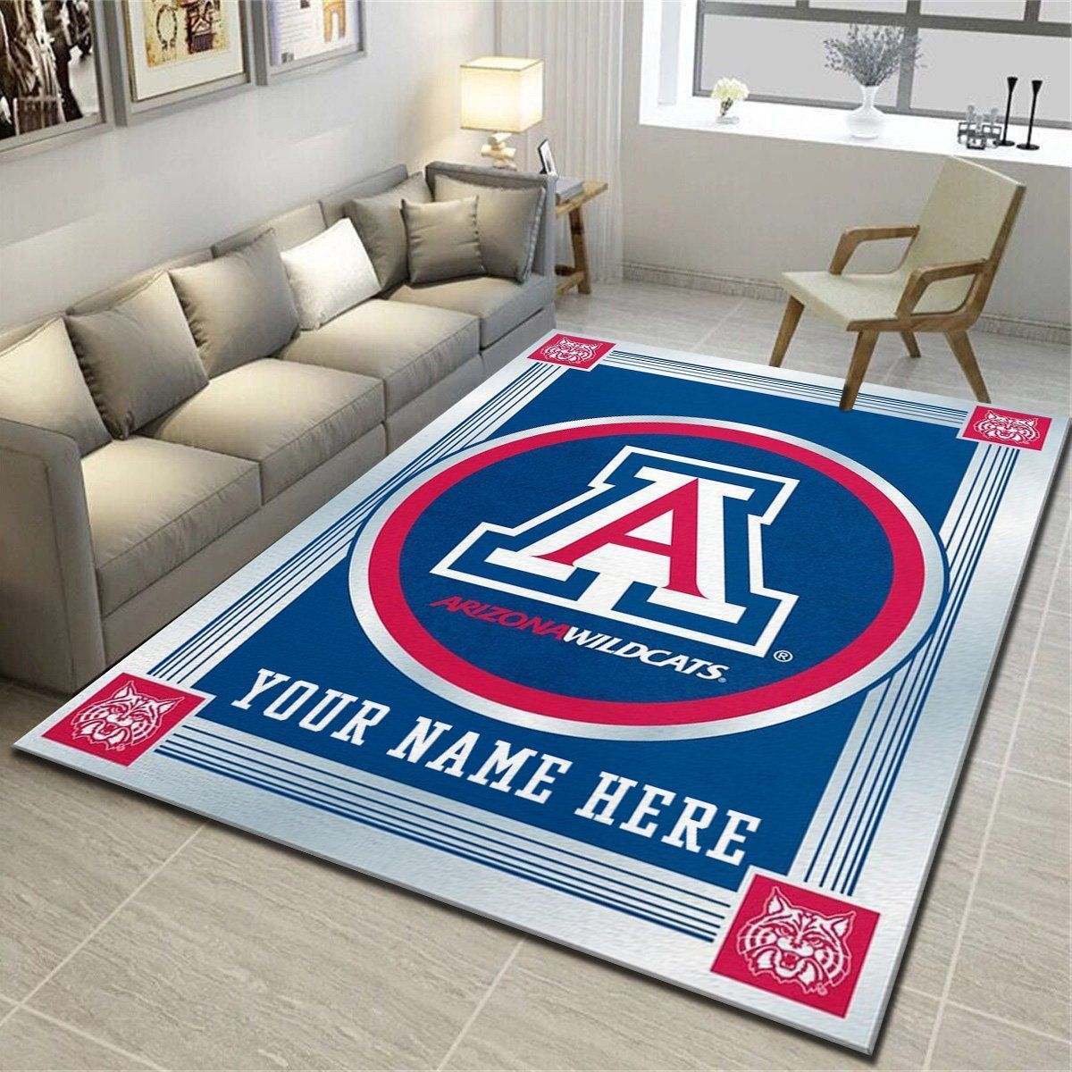 Arizona Wildcats Personalized Rug, Team Living Room Bedroom Carpet, Customized Floor Mat Home Decor