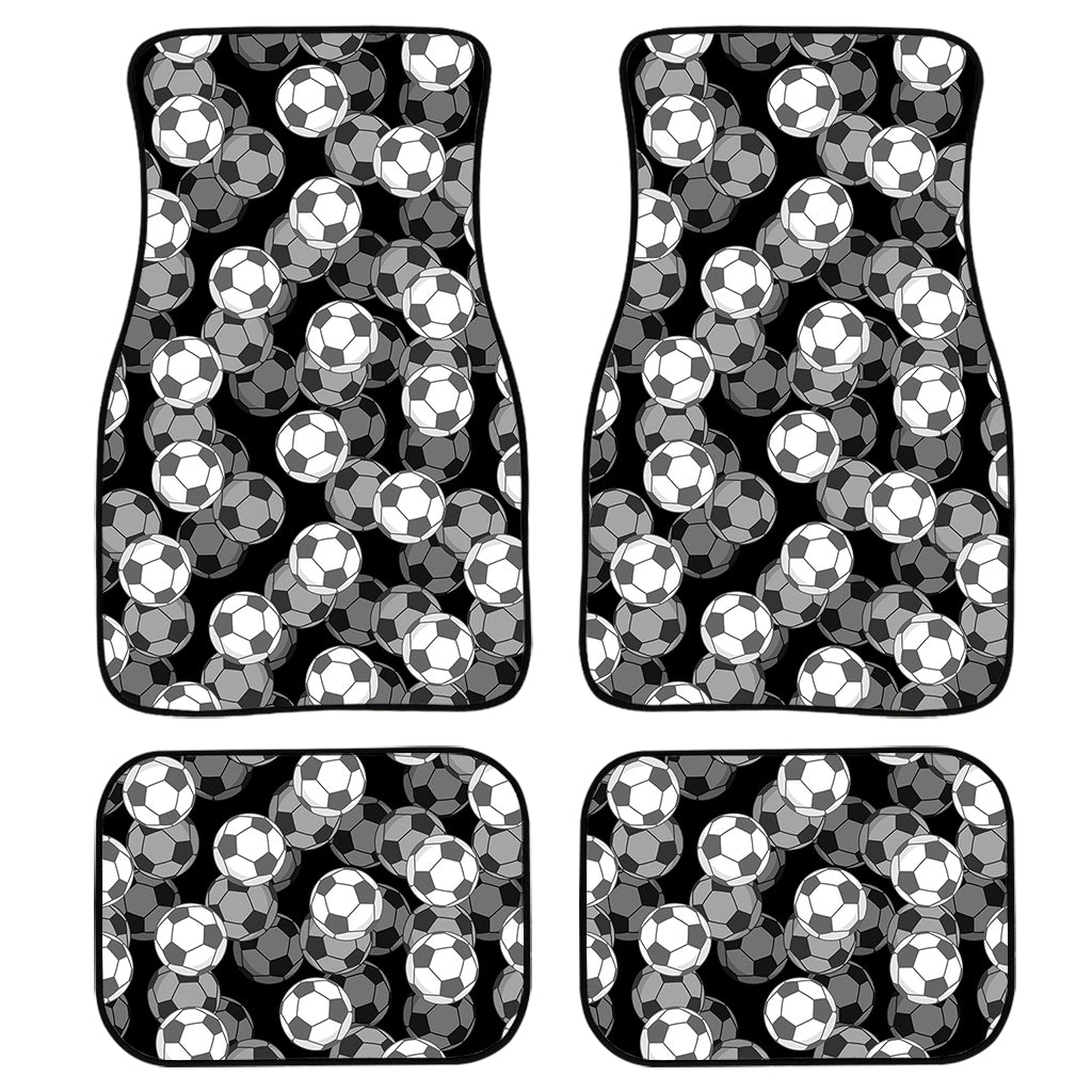 Black And White Soccer Ball Print Front And Back Car Floor Mats, Front Car Mat