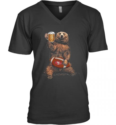 Bear Hug San Francisco 49Ers Football Drink Beer V-Neck T-Shirt