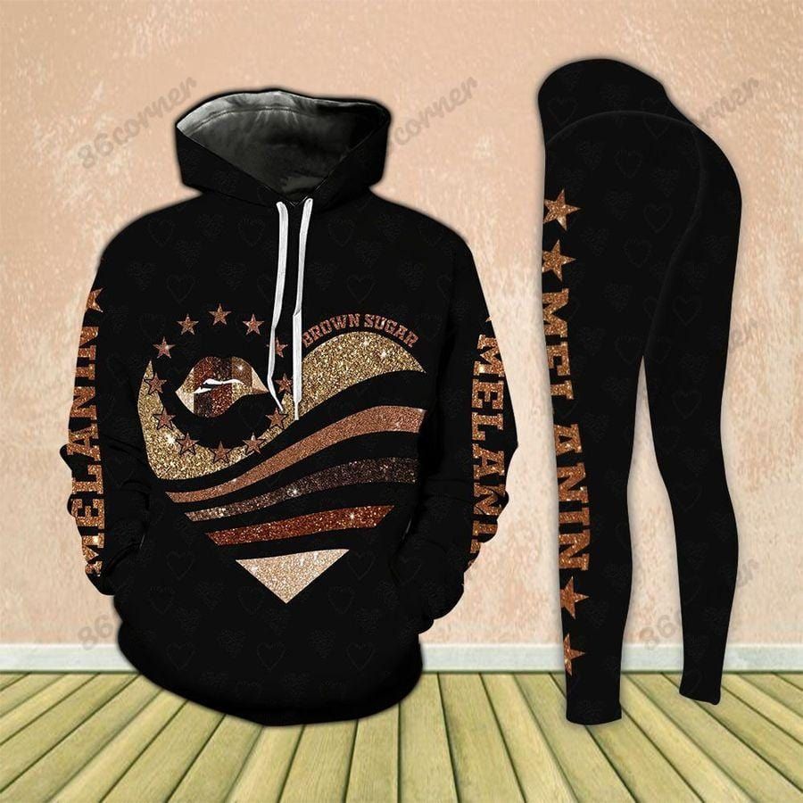 Melanin Brown Sugar Heart Hoodie Hollow Tank Top – Legging 3D