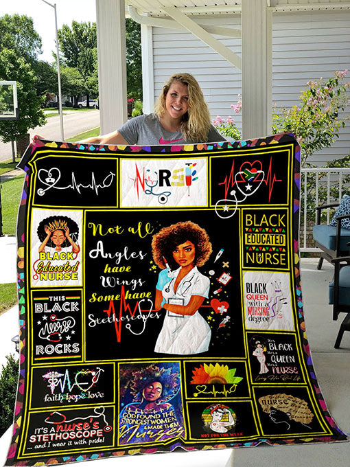 Black Girl Nurse Black Queen With Nursing Degree Quilt Blanket Great Customized Gifts For Birthday Christmas Thanksgiving Perfect Gifts