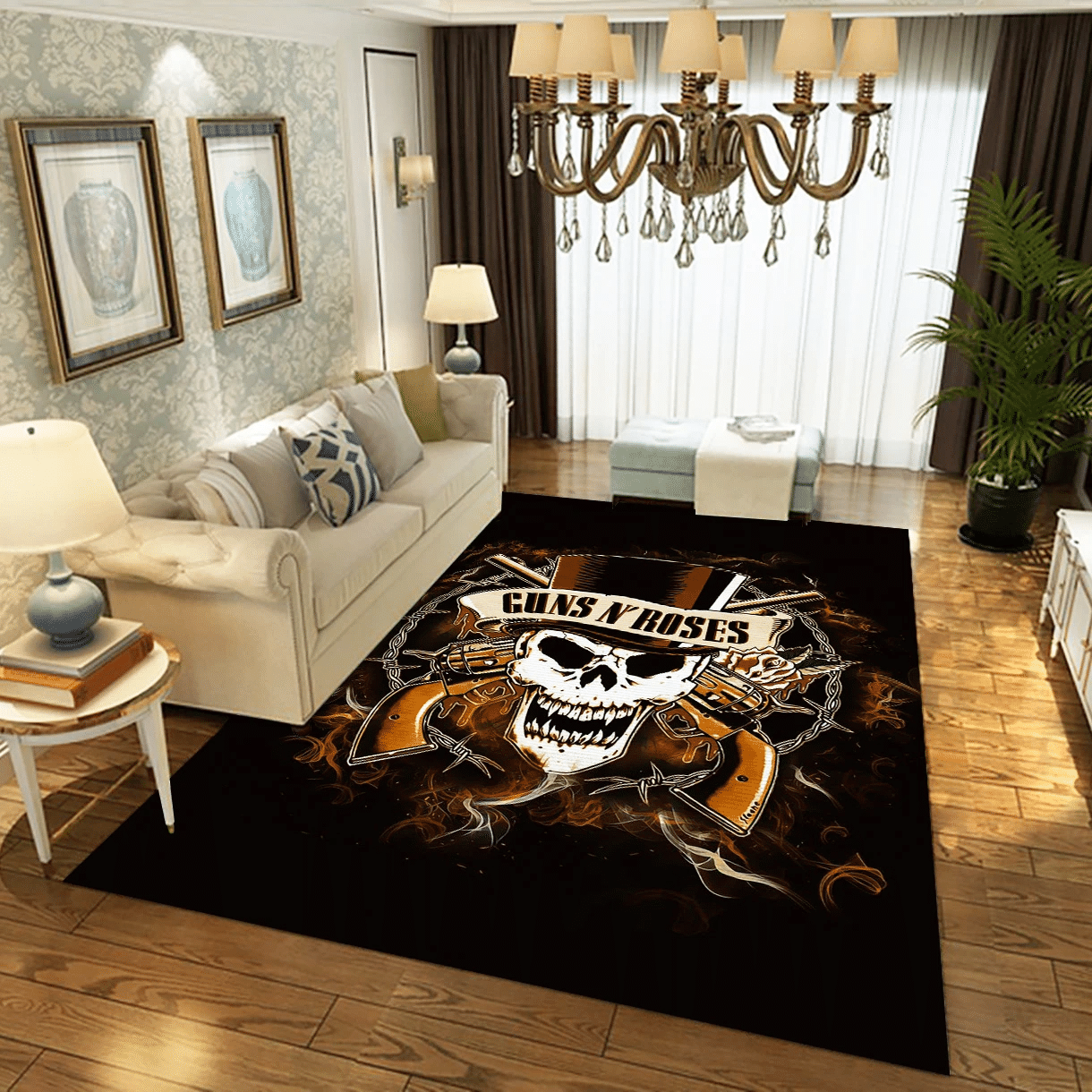 Guns N Roses Logo Skull Music Area Rug Carpet, Living Room  Rug – Christmas Gift Us Decor