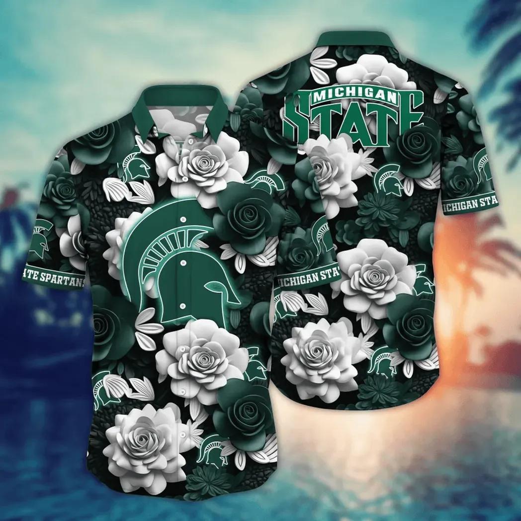 Michigan State Spartans Ncaa Flower Aloha Hawaiian Shirt 7, Ncaa Hawaiian Shirt