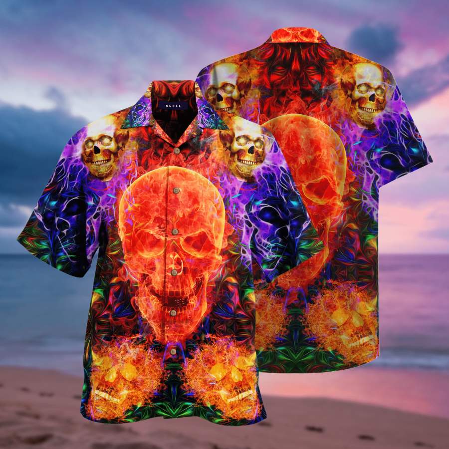 Skull Halloween Hawaii Aloha Shirts Ha23434