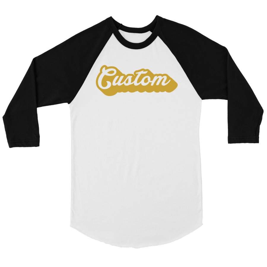 Yellow Pop Up Text Elegant Funky Mens Personalized Baseball Shirt