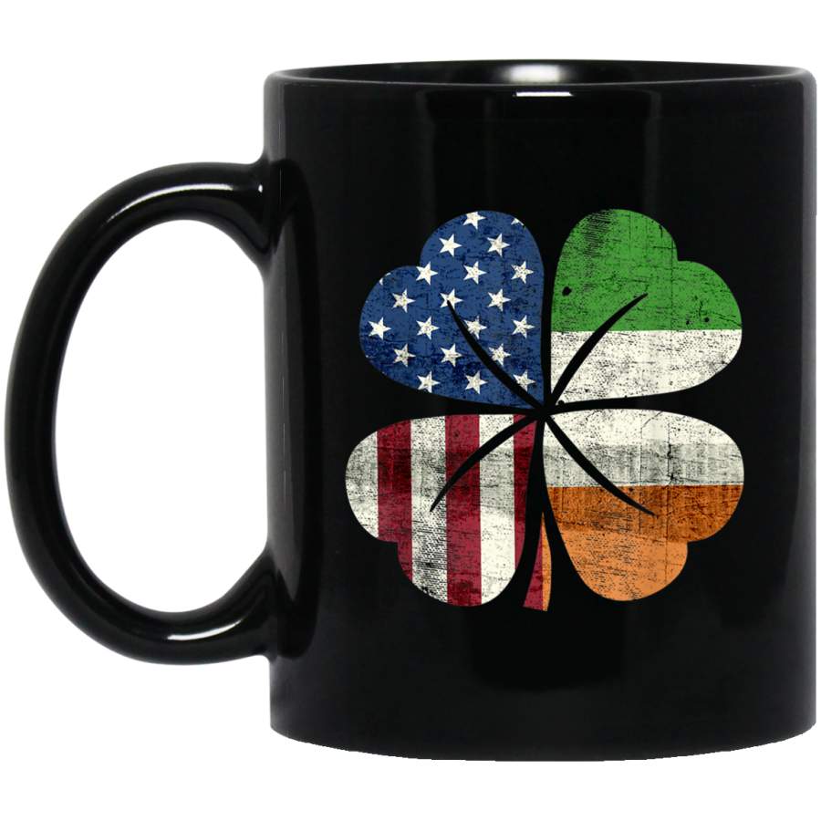 Irish American Flag Vintage Shamrock St Patricks Day Lucky Mug