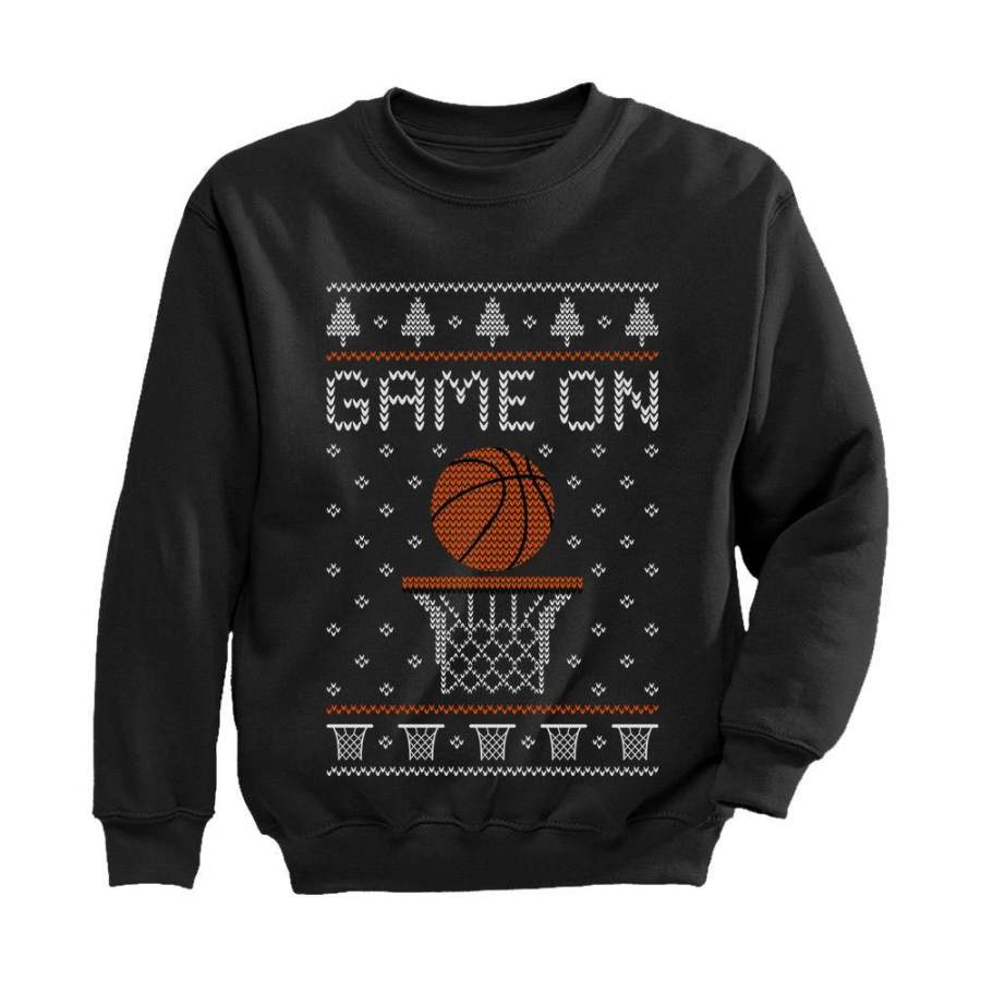 Basketball Ugly Christmas Game on Toddler/Kids Sweatshirt