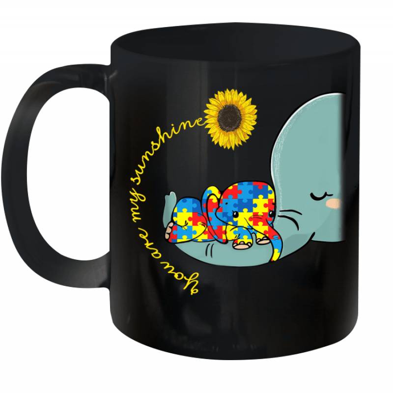 You Are My Sunshine Autism Awareness Sunflower Elephant Mom Mug