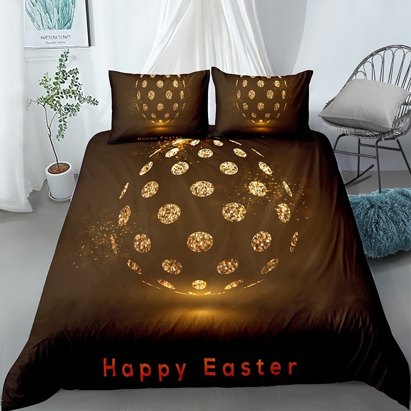 Boho Decor 3D Rabbit Eggs Printed King Bedding Set For Easter Pillowcase Cartoon  Cover Bed Sets Duvet Covers