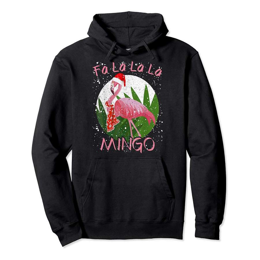 FA LA LA Mingo Santa Flamingo Shirt Christmas Xmas Gift Tee Hoodie