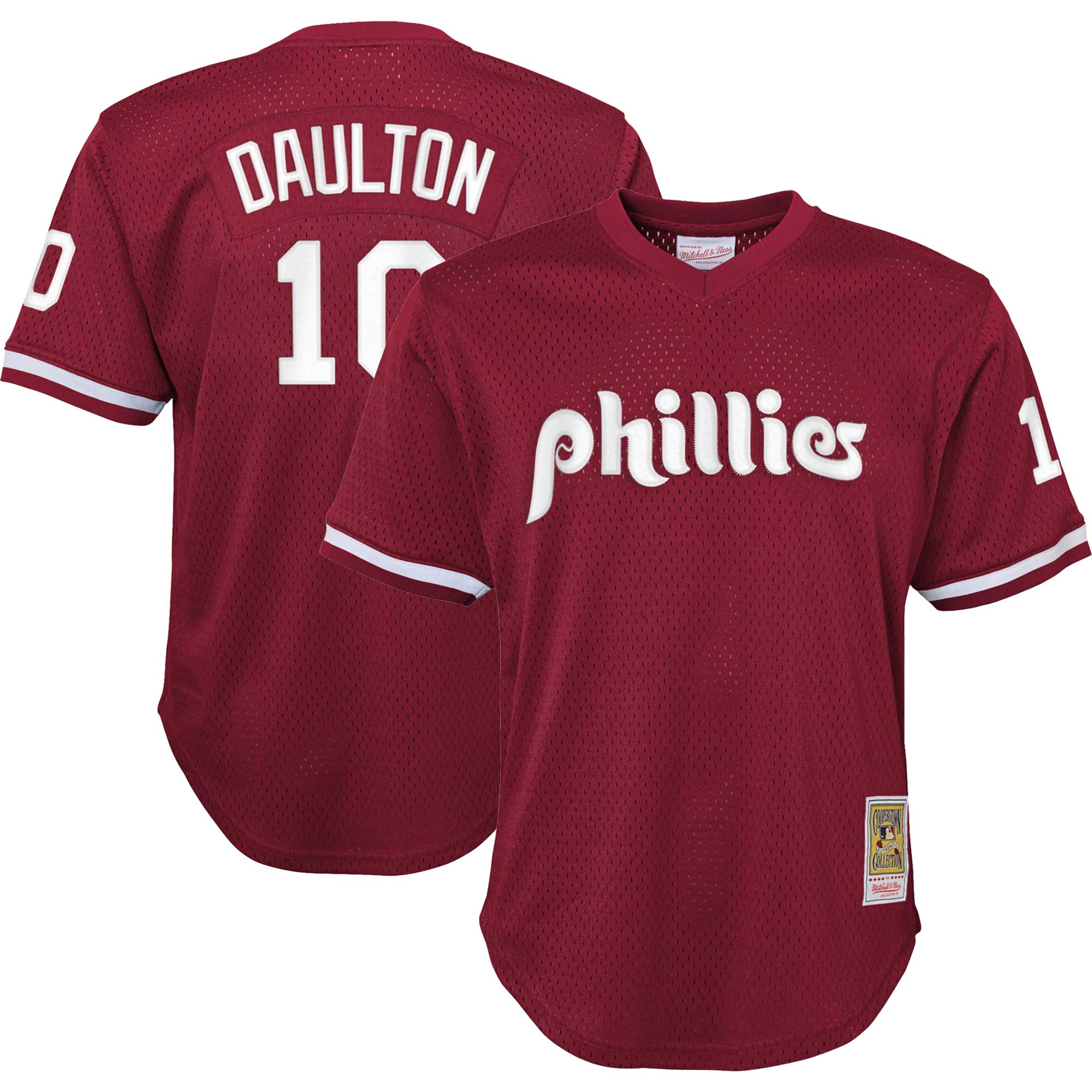 Darren Daulton Philadelphia Phillies Mitchell & Ness Youth Cooperstown Collection Mesh Batting Practice Jersey – Burgundy