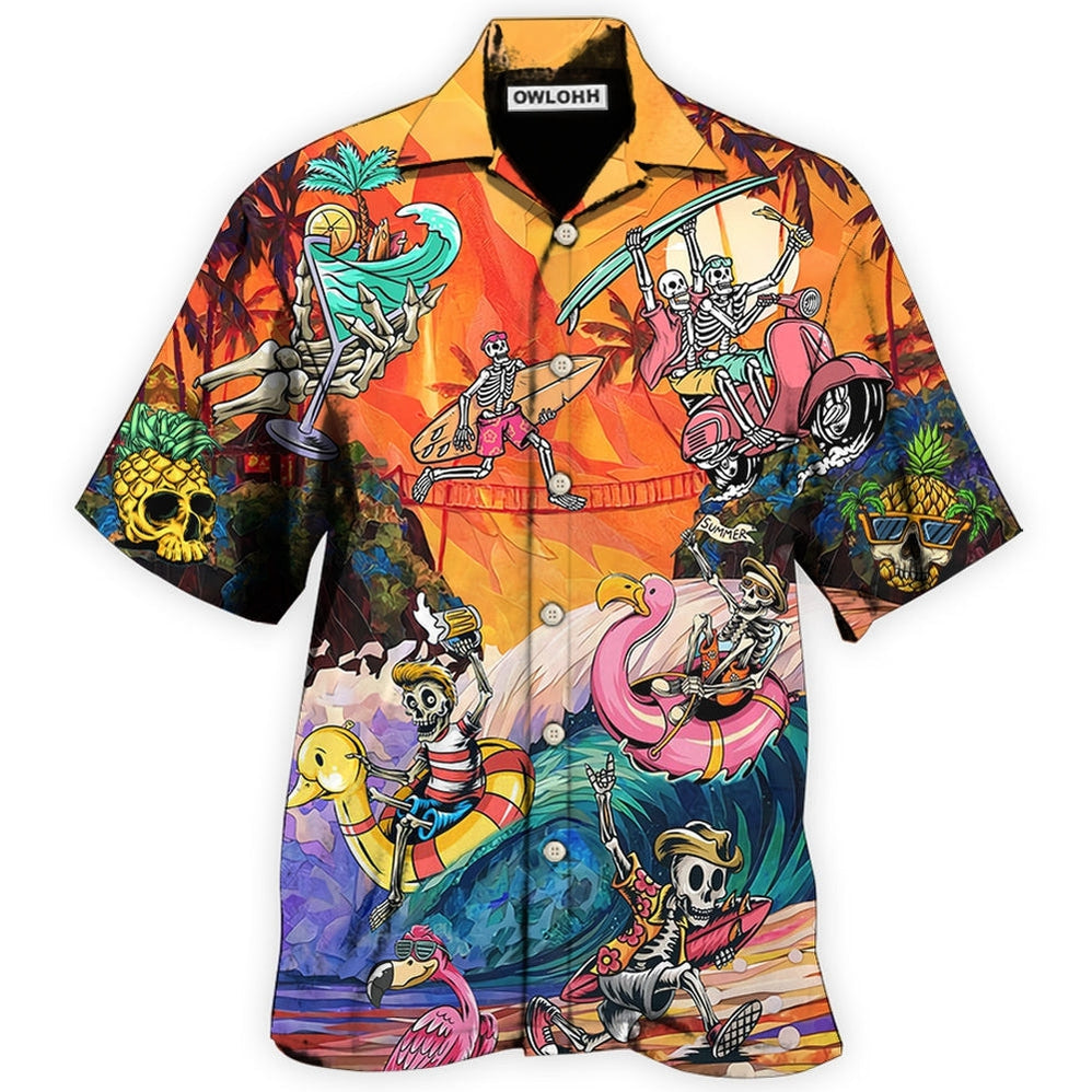 Skull Style On The Colorful Wave Hawaii Shirt Ha105821