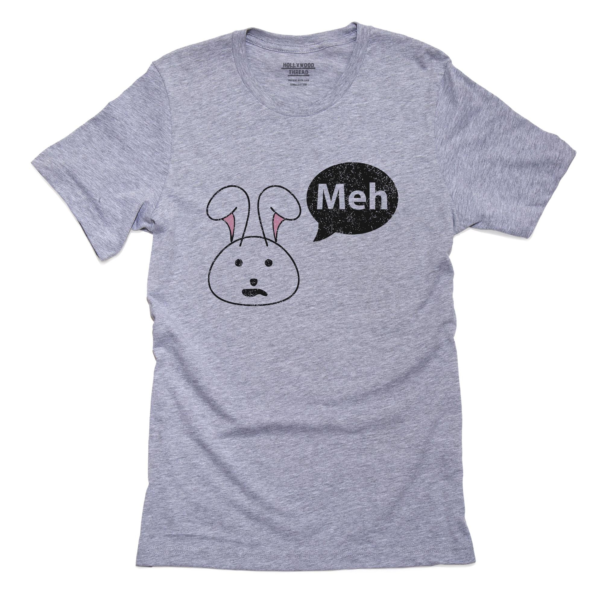 Meh Rabbit – Cartoon Don’t Care Expression – Funny T-Shirt, Framed Print, Pillow, Golf Towel