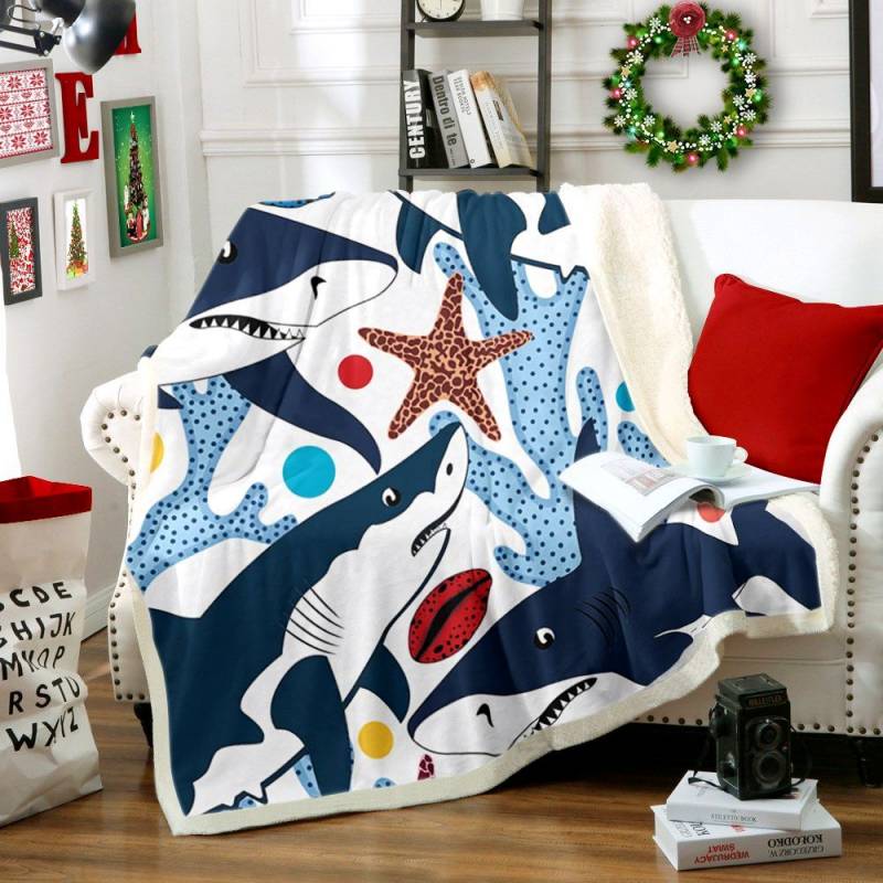 Sharks HT2812109TT Sherpa Fleece Blanket