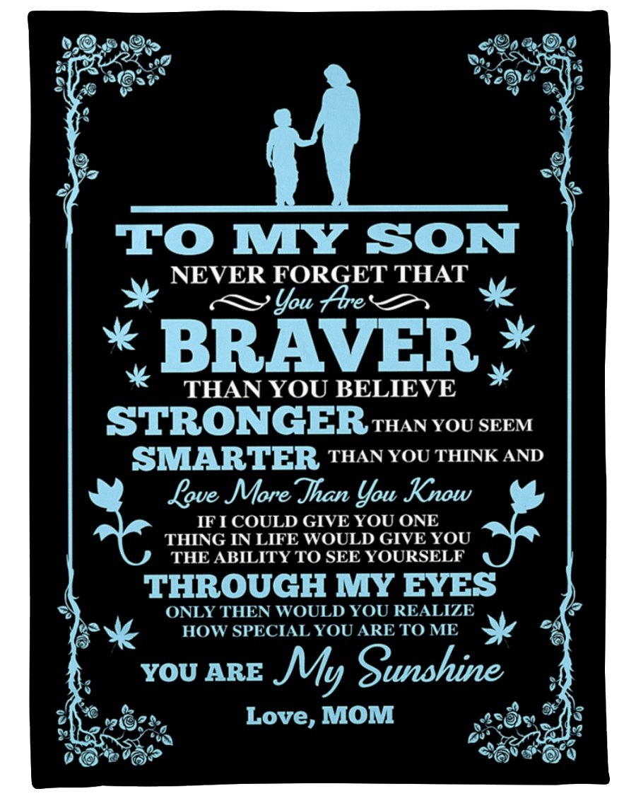 To My Son You Are My Sunshine Fleece Blanket – Quilt Blanket Gift For Son Brithday Gift Family Gift Gift From Mom To Son Home Decor Bedding Couch Sofa Soft and Comfy Cozy