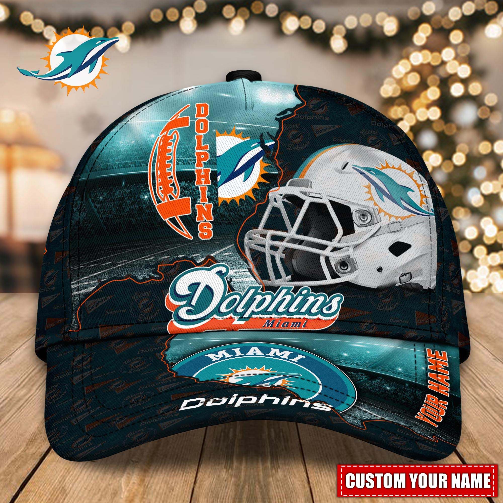 Miami Dolphins Custom Name Classic, Baseball Caps Q-47141