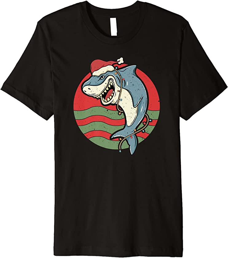 Shark Santa Claus Christmas Retro Holiday Cheer Merry Xmas Premium T-Shirt