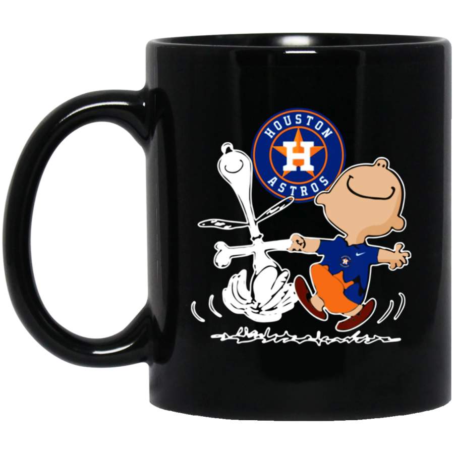 Charlie Brown & Snoopy Houston Astros Mug 11 oz 15 oz Black Mug