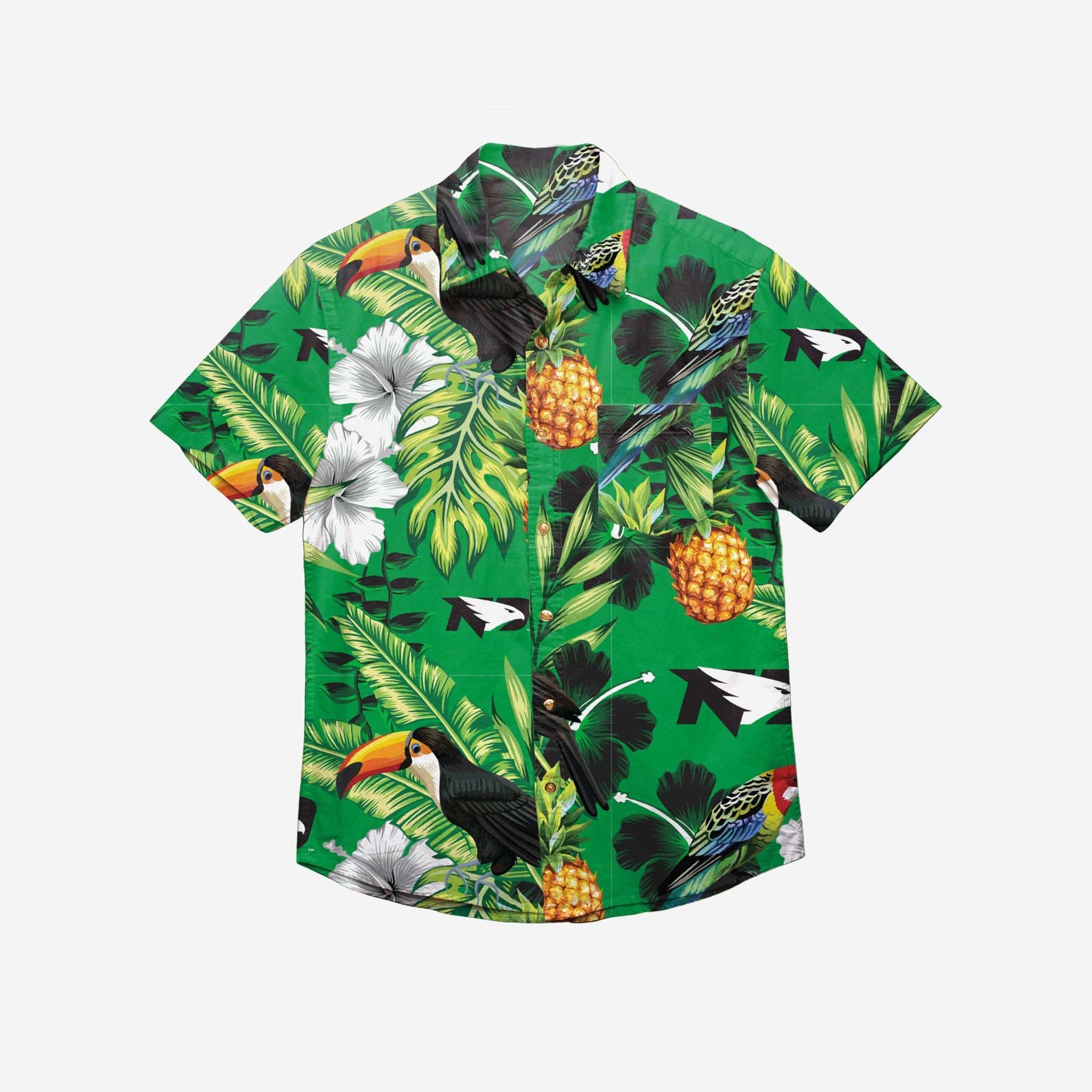 North Dakota Fighting Hawks Floral Button Up Hawaii Shirt Ha62922