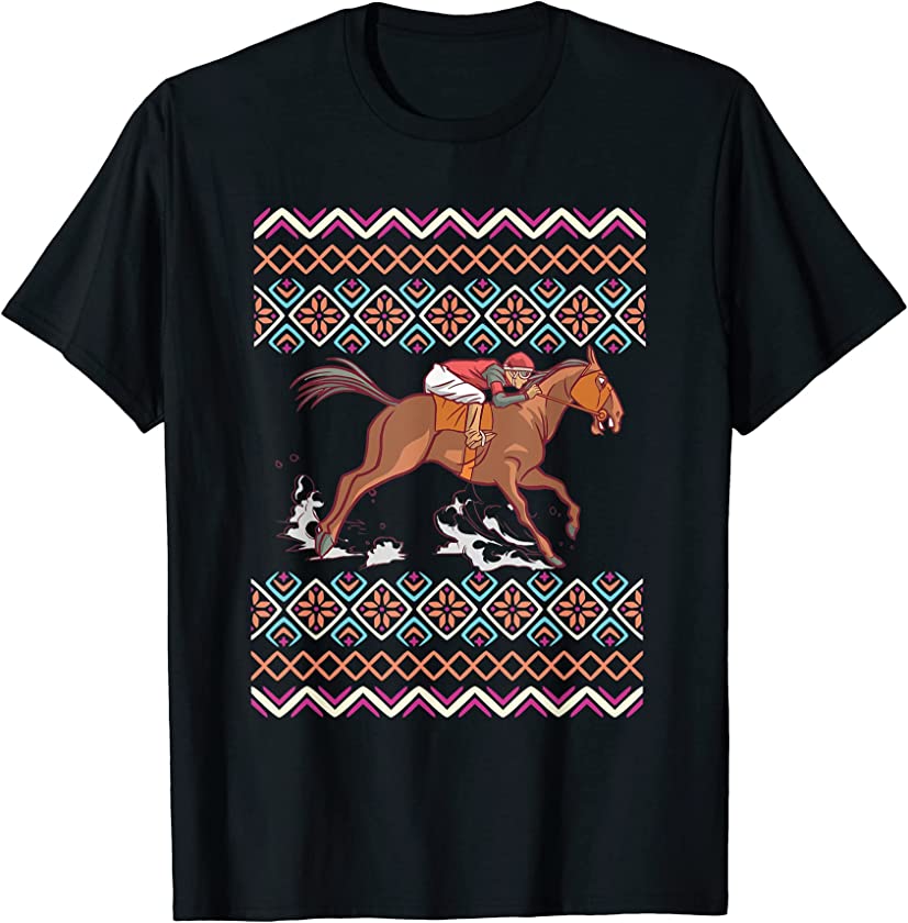 Ugly Christmas Santa Claus Horse Riding New Year Equestrian T-Shirt