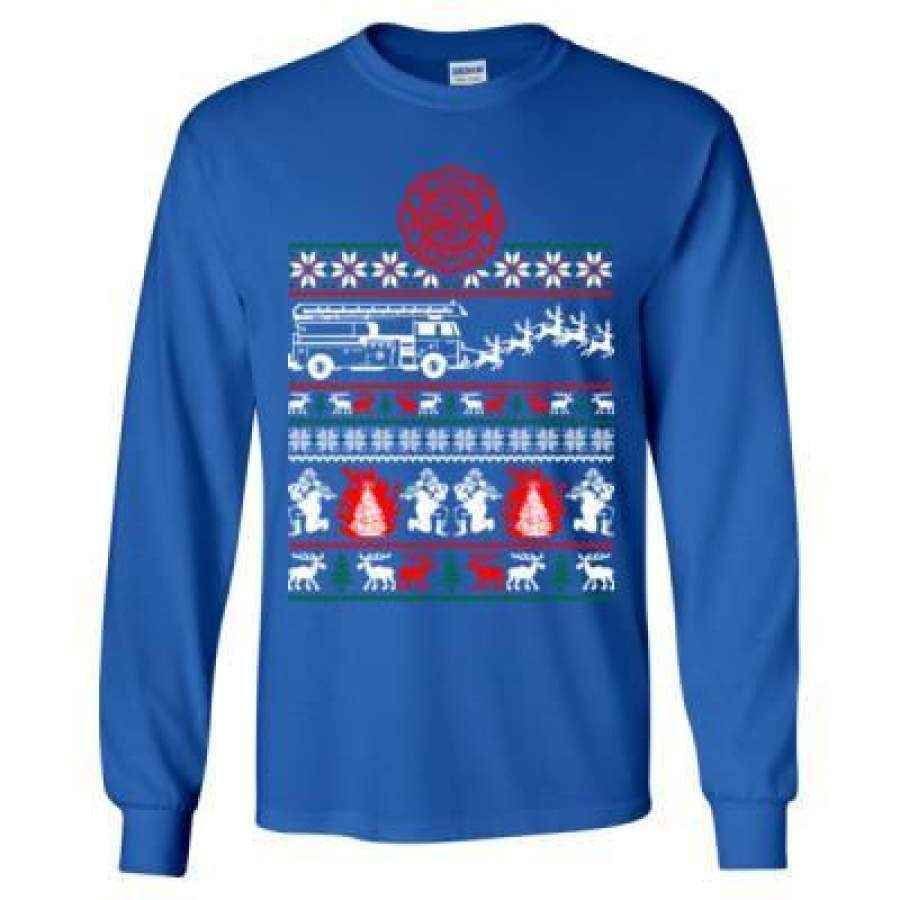 AGR Christmas Firefighter Fireman Ugly Sweater Xmas – Long Sleeve T-Shirt