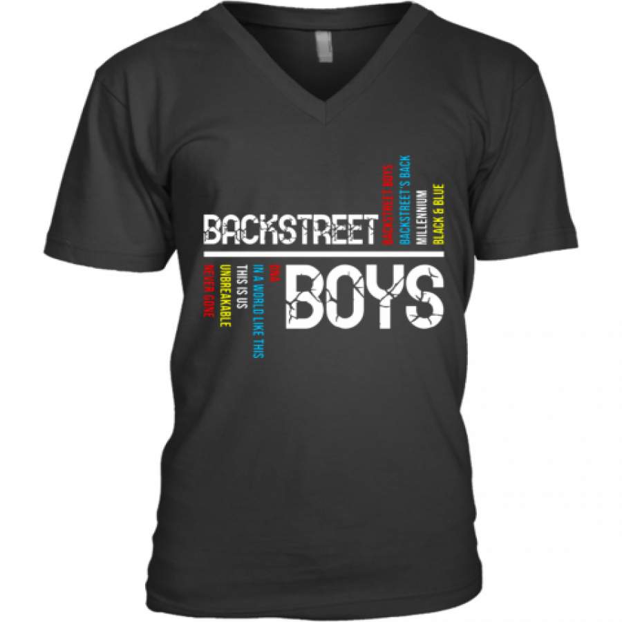 Backstreet Boys Backstreet'S Back Millennium Black And Blue V-Neck T-Shirt