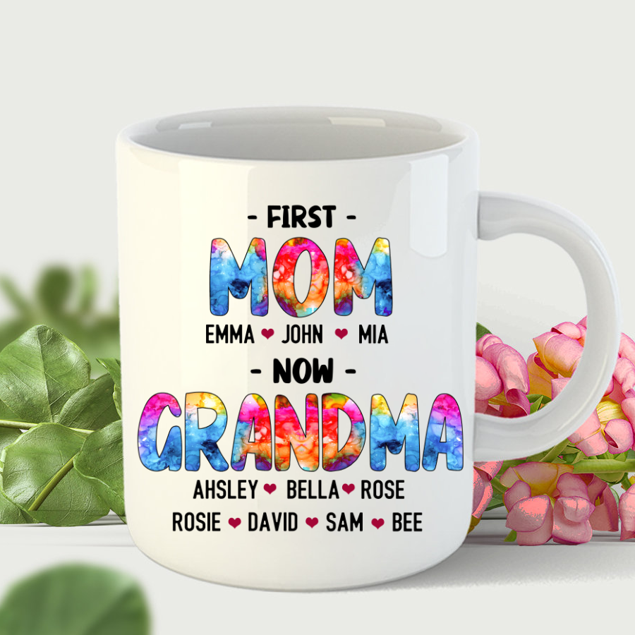 First Mom Now Grandma Rainbow Colorful Mug