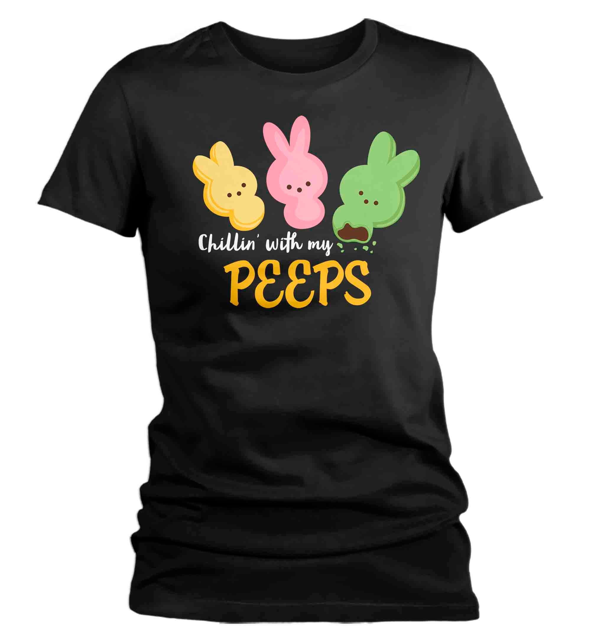 Women’S Easter Shirt Chillin’ With My Peeps T Shirt Bunny Tshirt Cute Gift Easter Teacher Easter Tee Woman Ladies