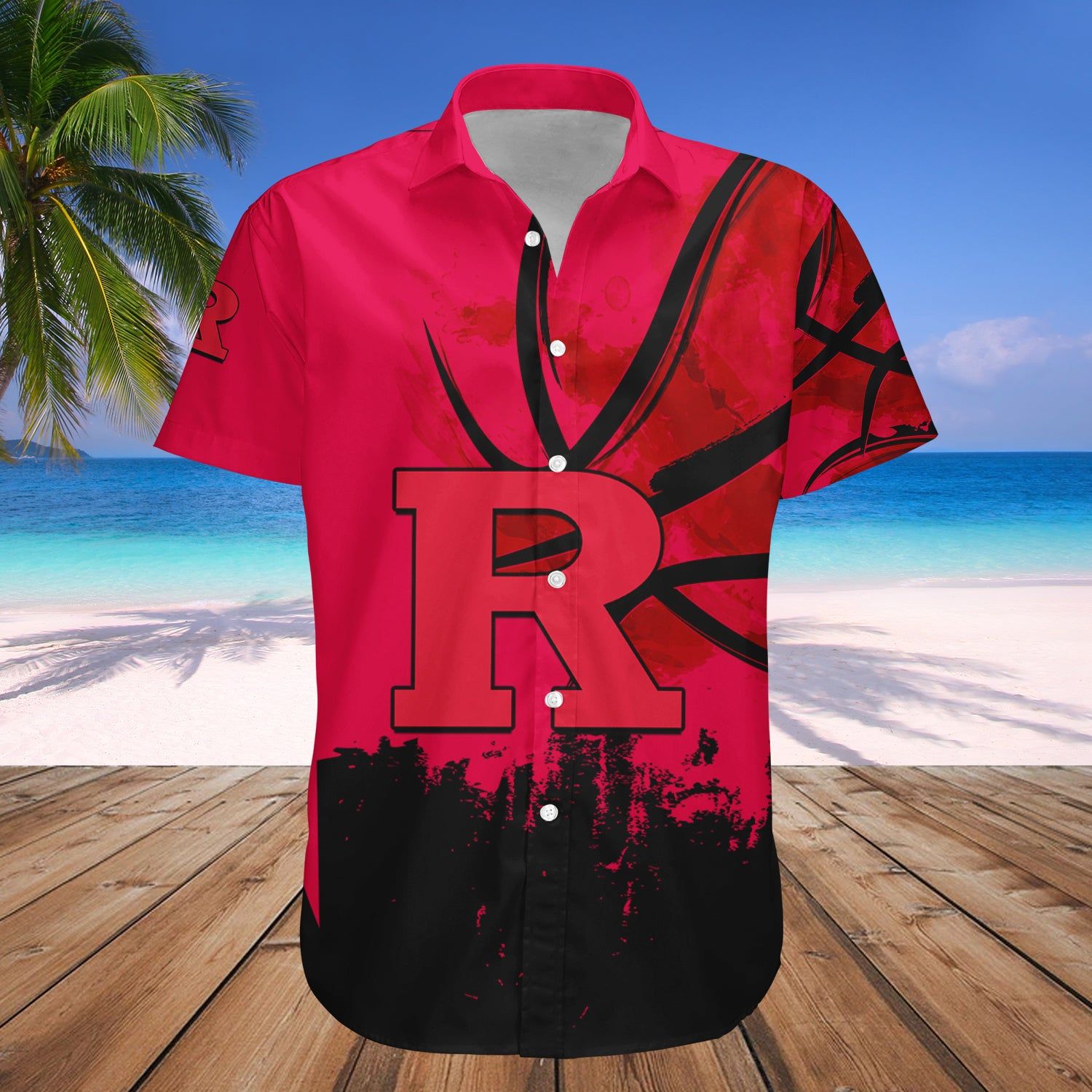 Rutgers Scarlet Knights Hawaii Shirt Basketball Net Grunge Pattern – NCCA