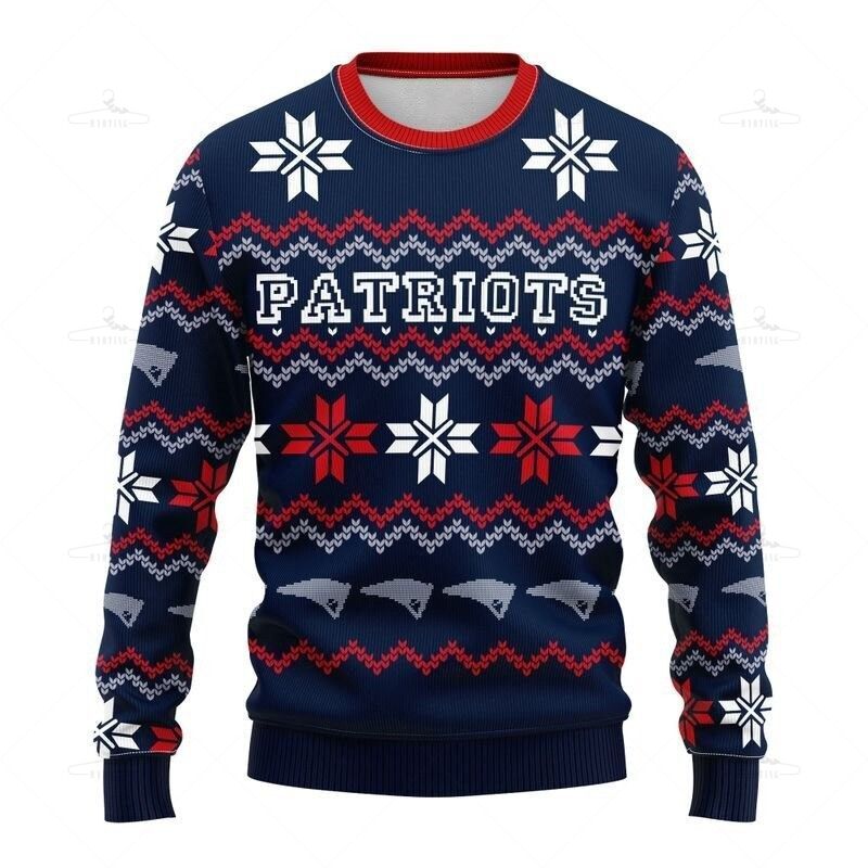 New England Patriots Sweatshirt Cute Snowflakes Graphic Gift For Men