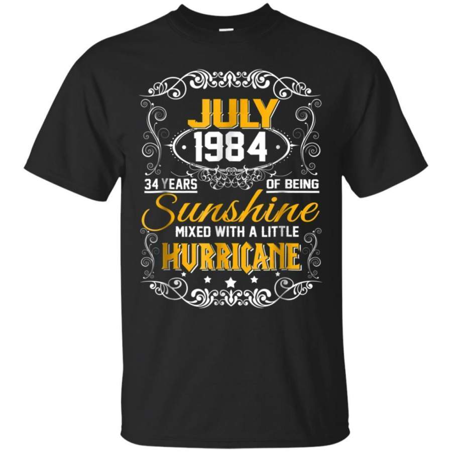 AGR July 1984 Tshirt 34 Years Of Being Sunshine And Hurricane Jaq T-shirt