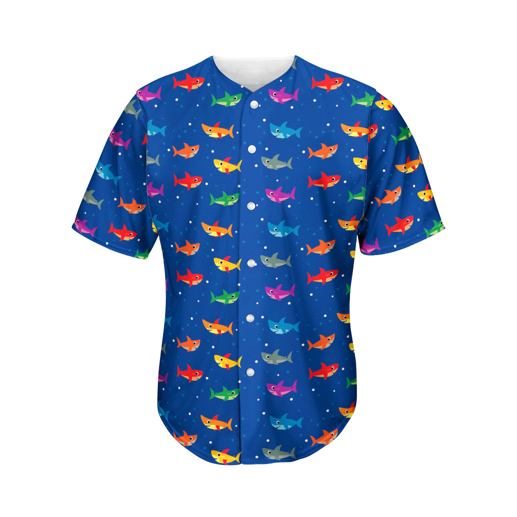 Colorful Baby Sharks Pattern Print Men’S Baseball Jersey 3D Print