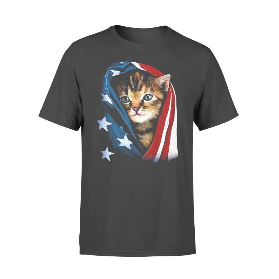 American Flag Patriotic Kitten T-shirt