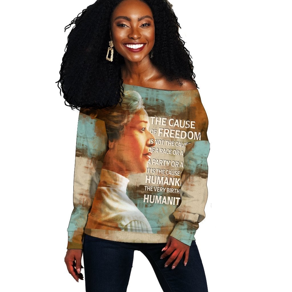 Wonder Print Shop Sweatshirt – Anna Julia Cooper Quote Paint Mix Women Off Shoulder