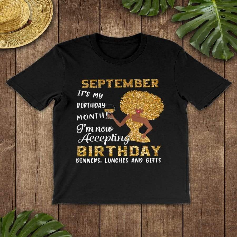 Golden Black Girl It’s My Birthday Custom Month T-shirt #DH